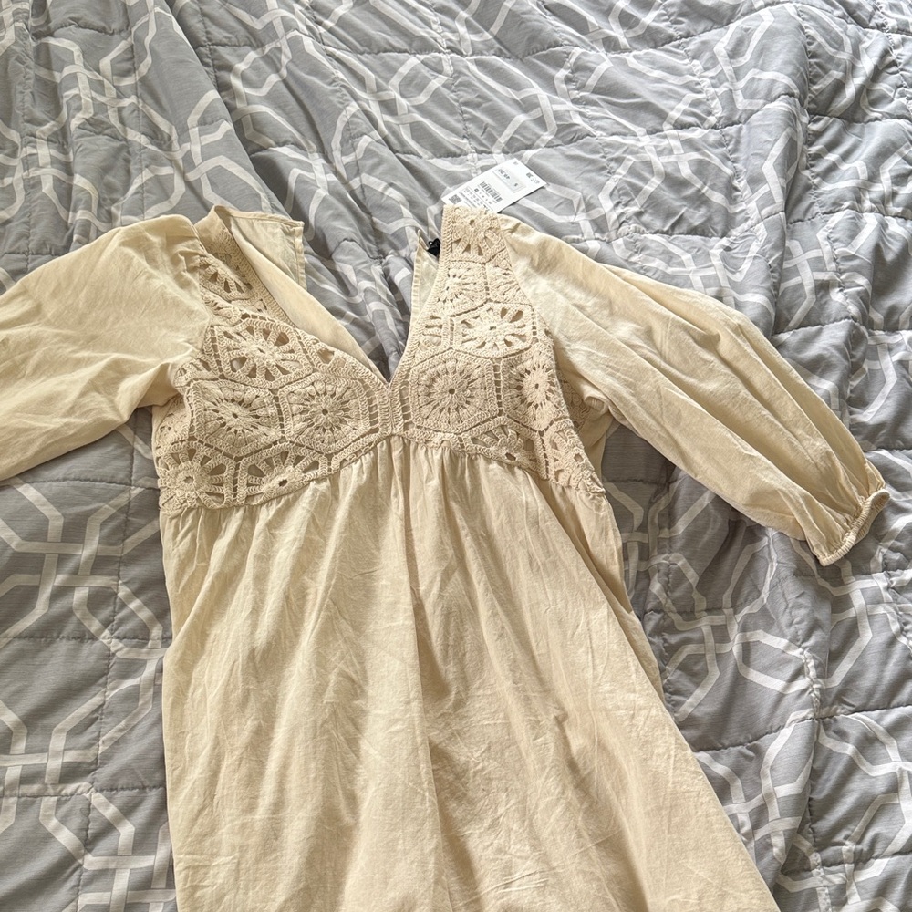 Cream Crochet Detail Romper - Zara NWT